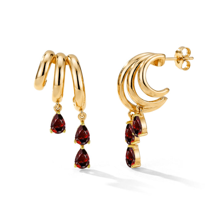 Stacked Garnet Dangle Earrings