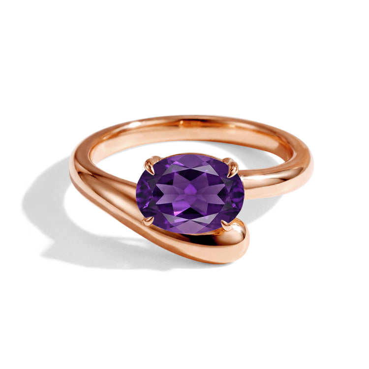 Curved Amethyst Statement Ring