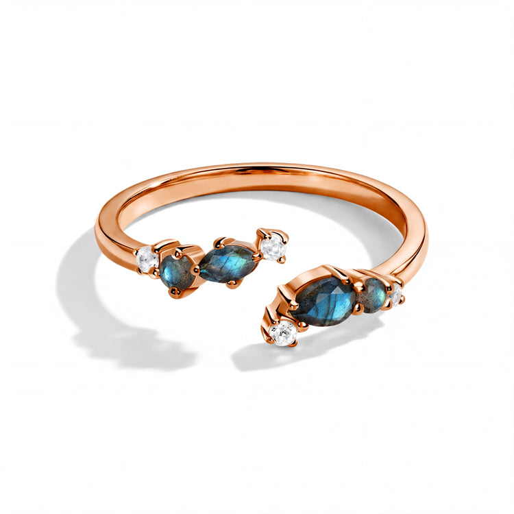 Dainty Labradorite Adjustable Open Ring
