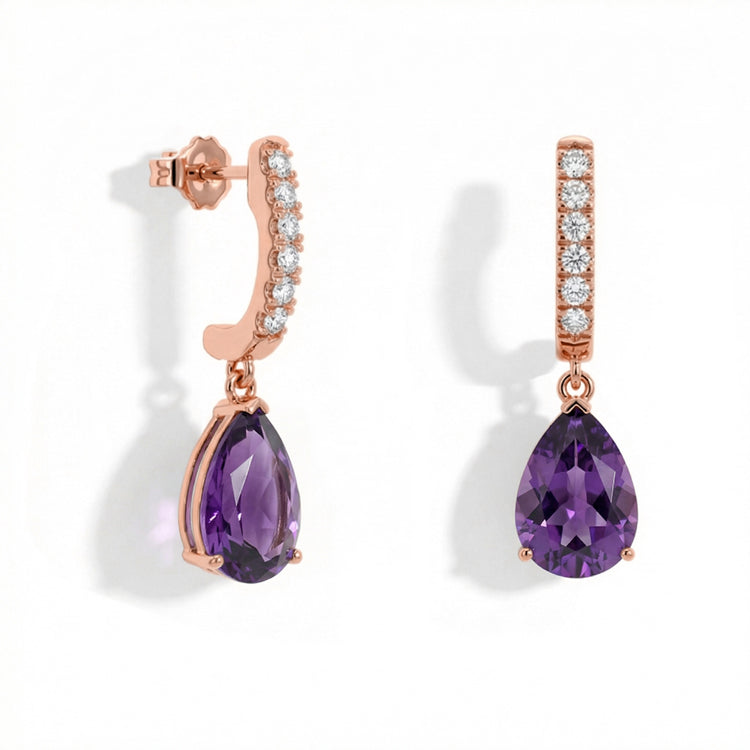 Amethyst Dorp Earrings - Teardrops