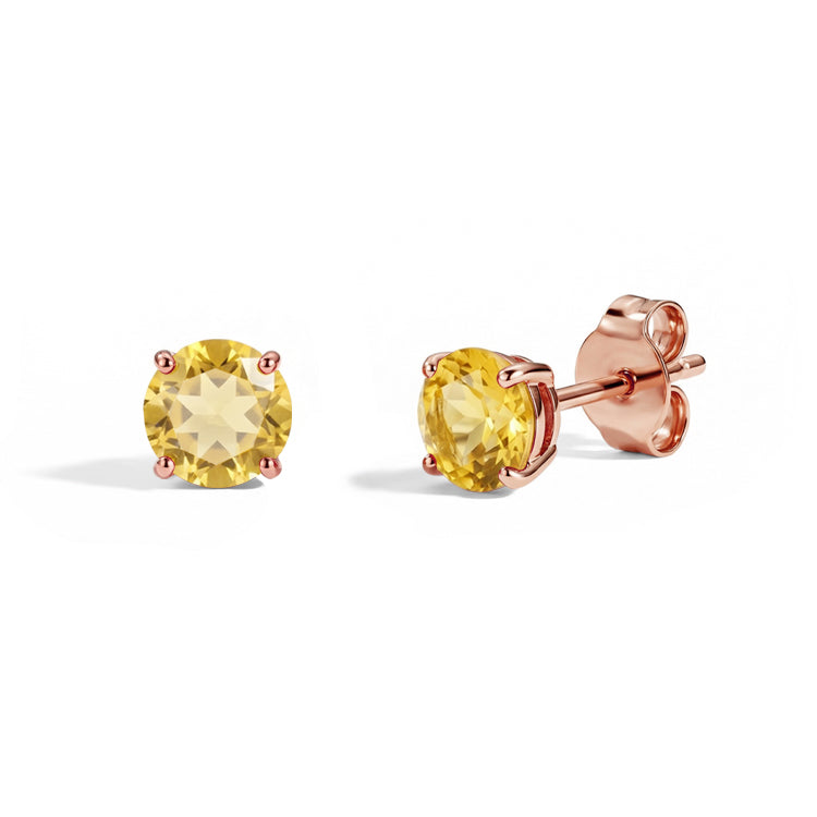 Citrine Round Stud Earrings