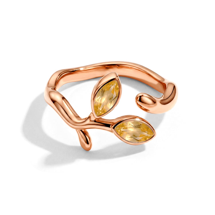 Adjustable Citrine Vine Ring