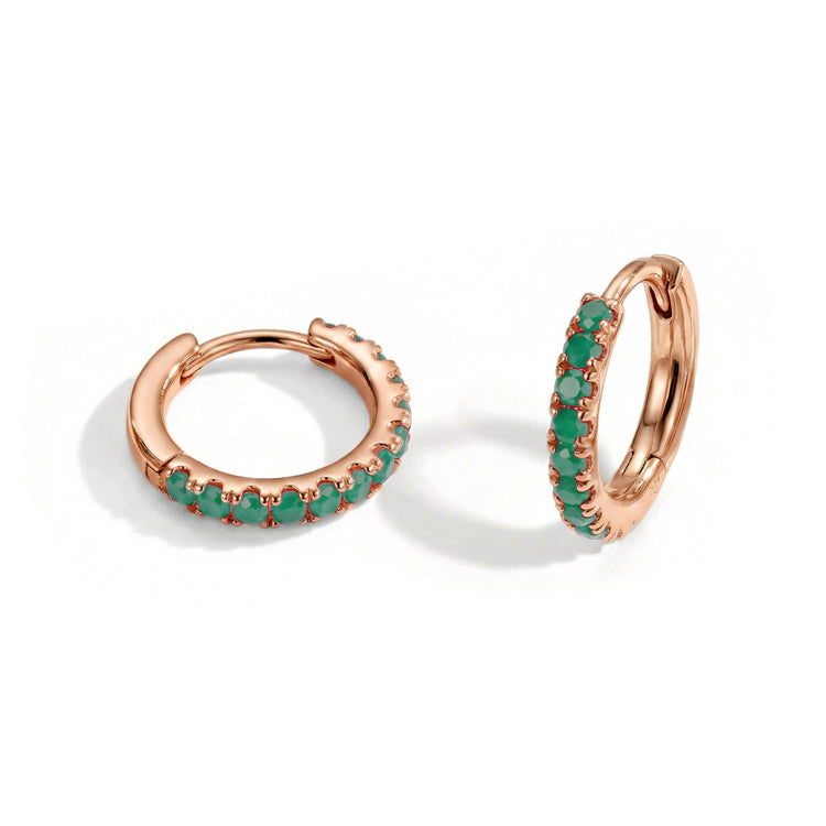 Classic Green Agate Huggies Earrings