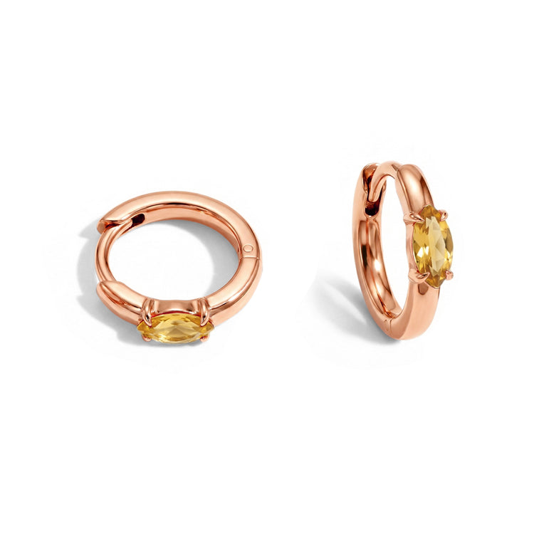 Huggies Citrine Earrings - Marquise