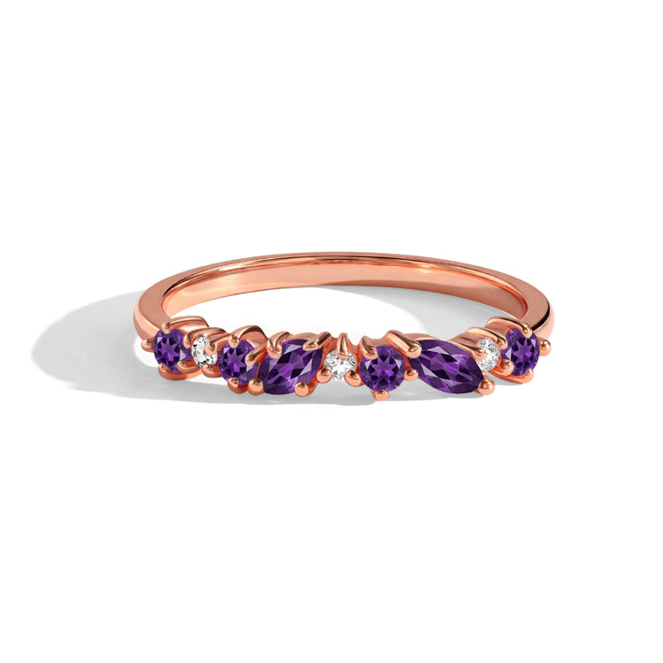 Alternating Amethyst Stacking Ring