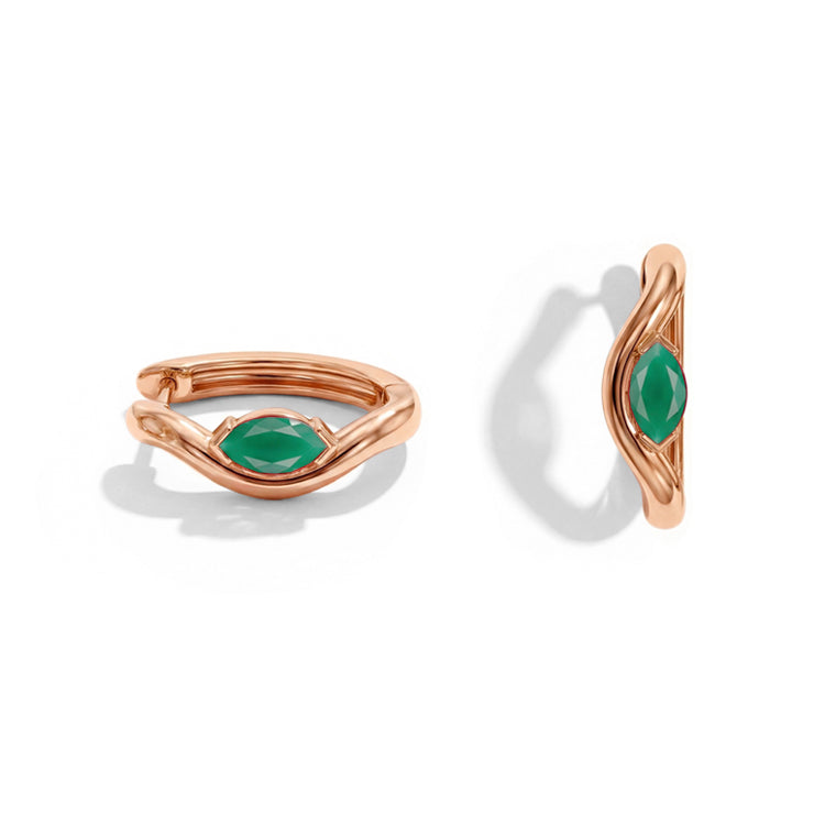 Twisted Green Agate Huggies Earrings