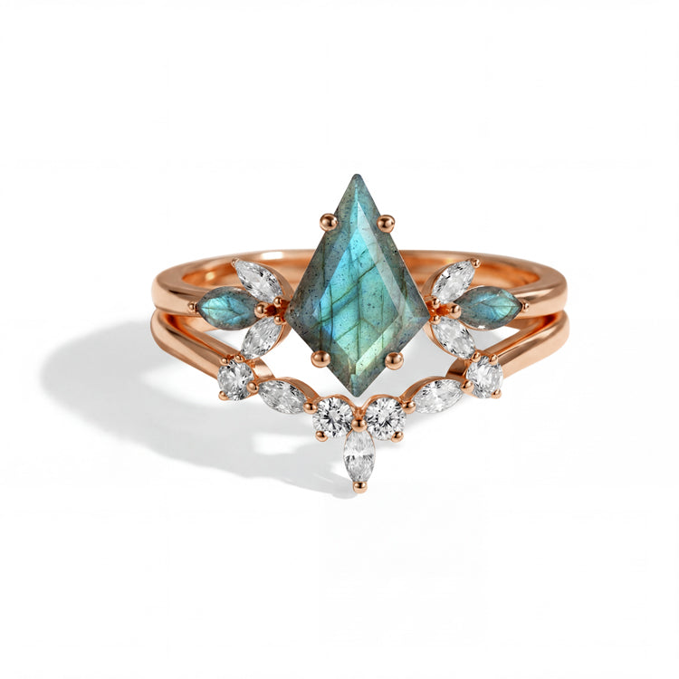 Celestial Winged Labradorite Cocktail Rings