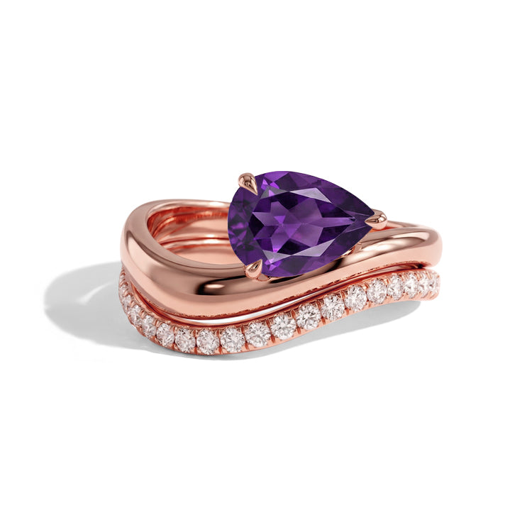 Amethyst Bridal Promise Ring Set