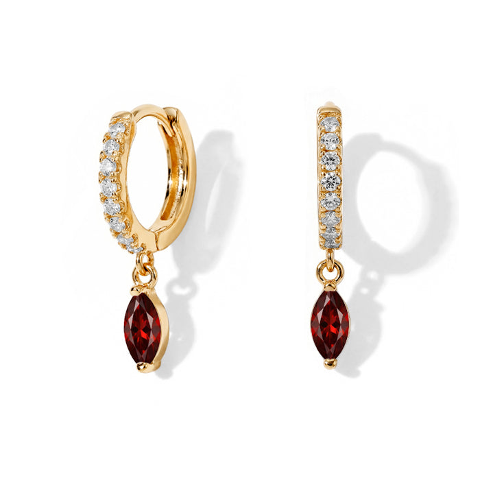 Hoops Earrings - Garnet Marquise