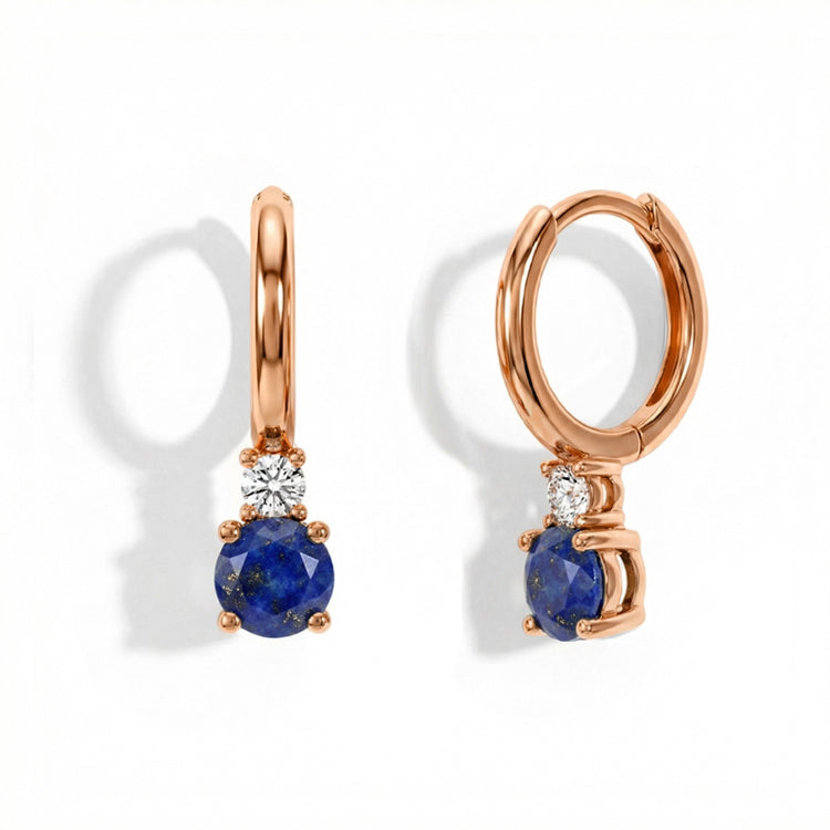 Lapis Lazuli Round Hoop Earrings