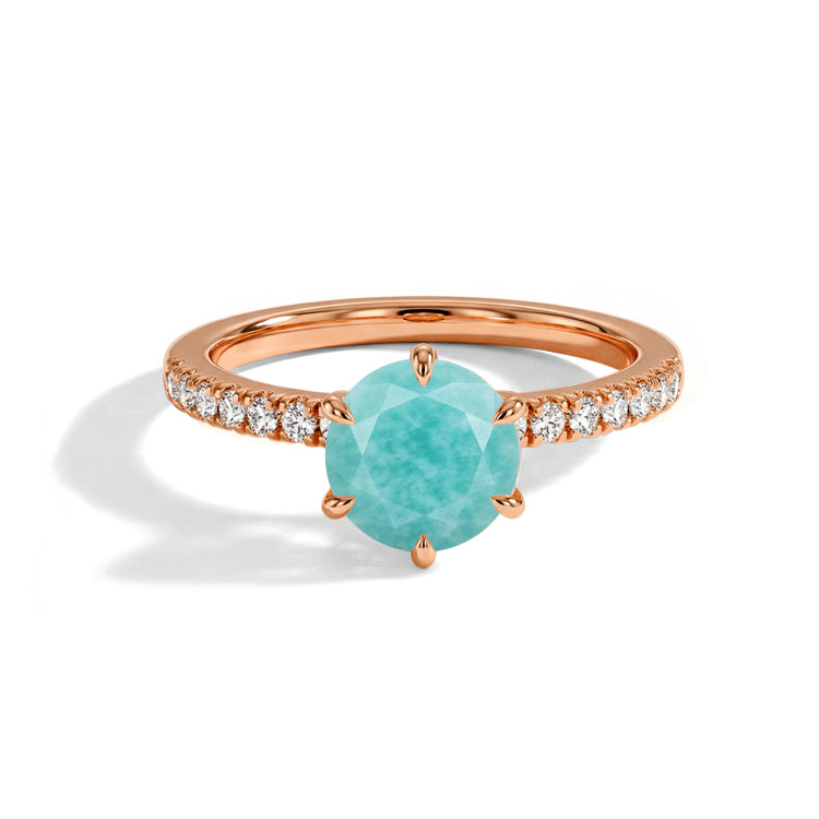 Round Amazonite Solitaire Ring