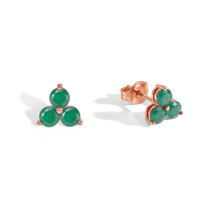 Green Agate Stud Earrings