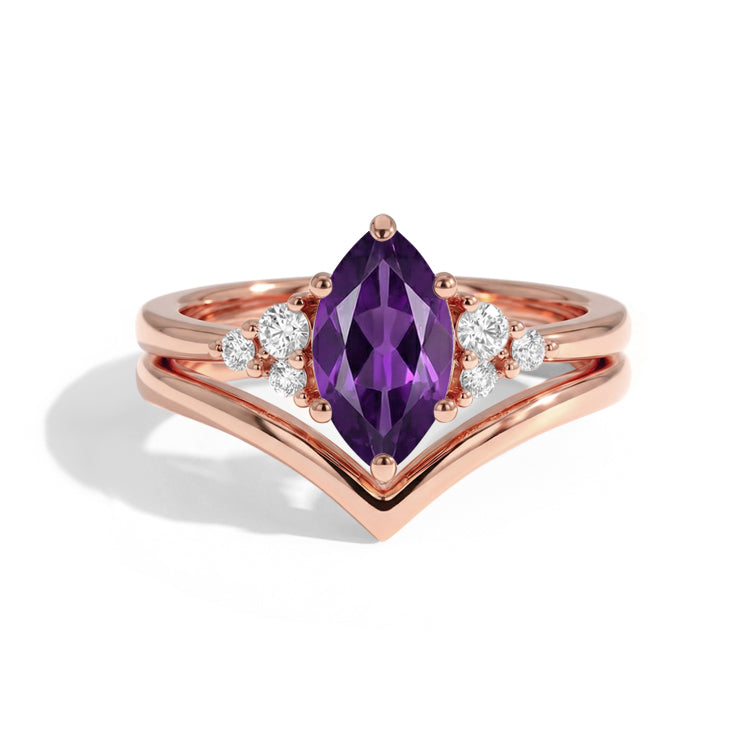 Amethyst V-Shaped Ring Set