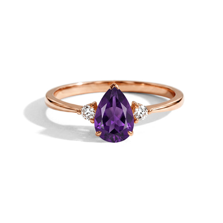 Pear Amethyst Accent Ring