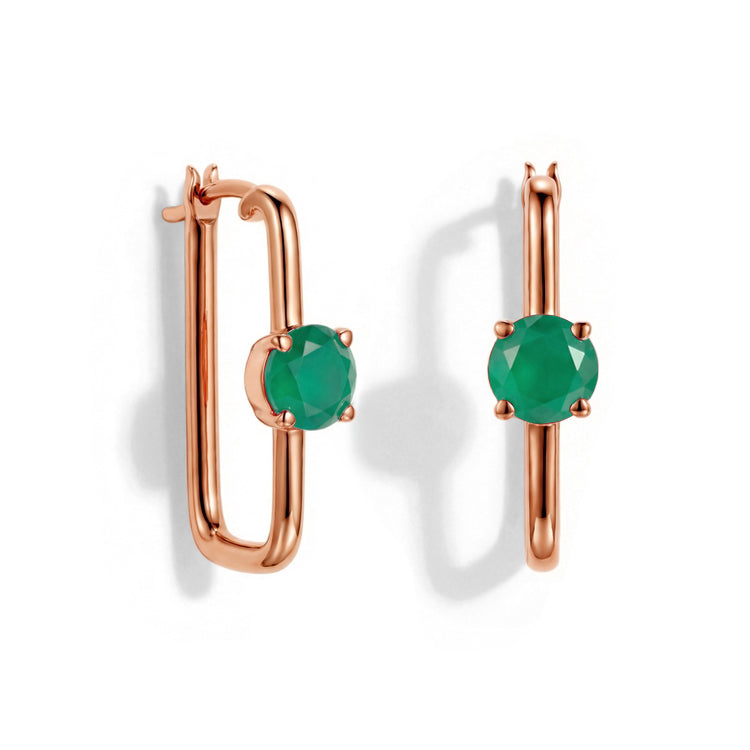 Large Green Agate Hoop Earrings