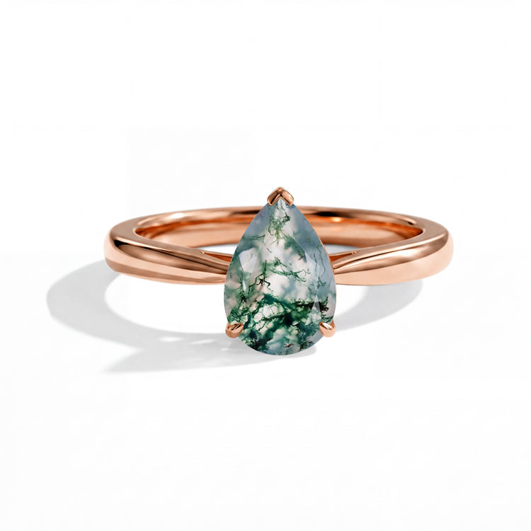 Bypass Band Moss Agate Ring