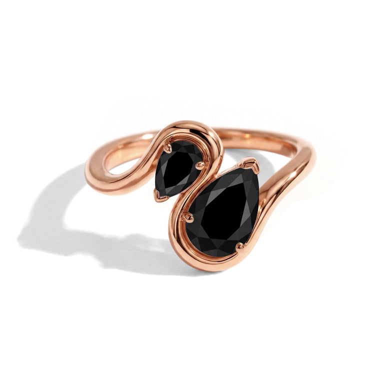 Pear Black Onyx Duo Stacking Ring