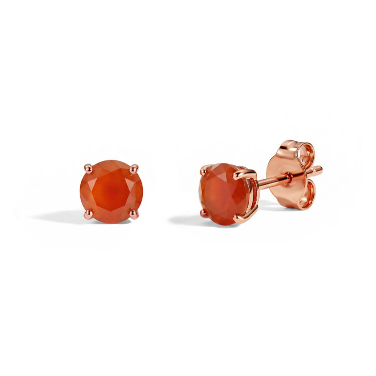 Carnelian Round Stud Earrings