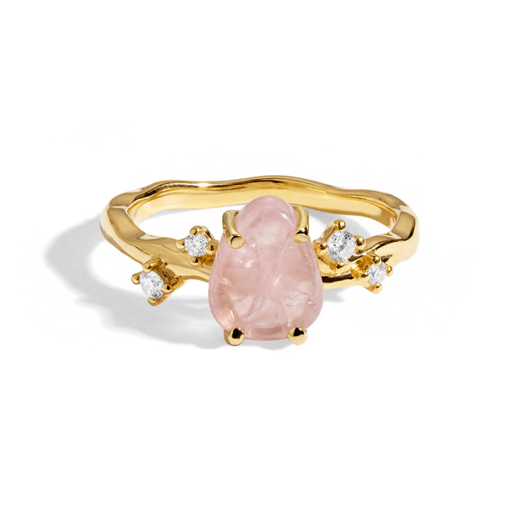 Rough Rose Quartz Twig Ring