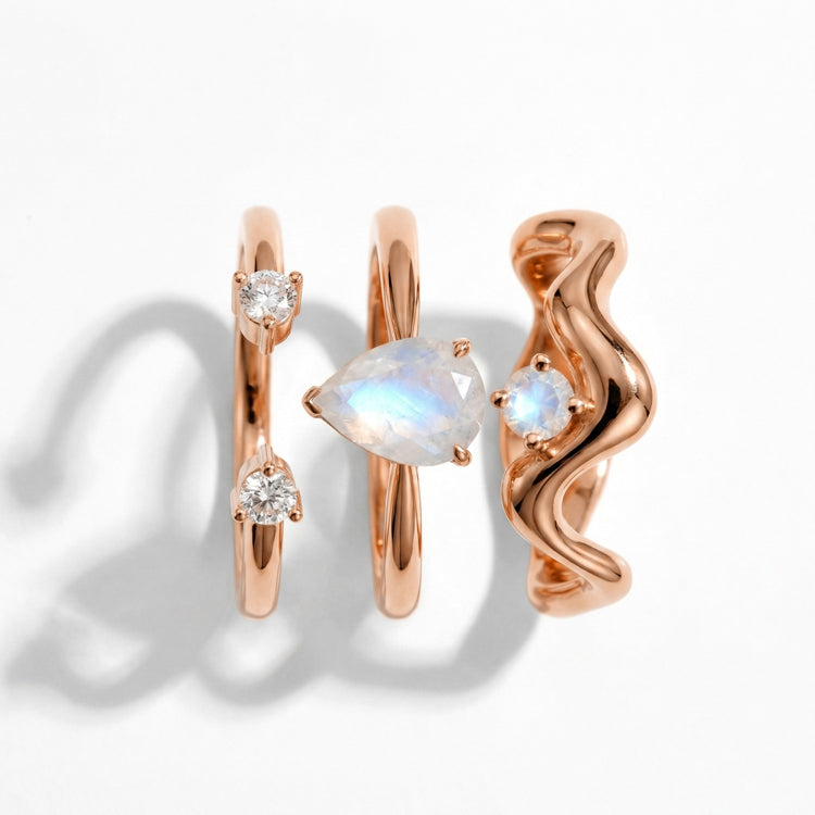 Moonstone Ring Trio