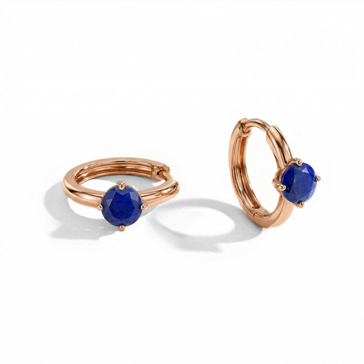 Lapis Lazuli Huggies Earrings - Round