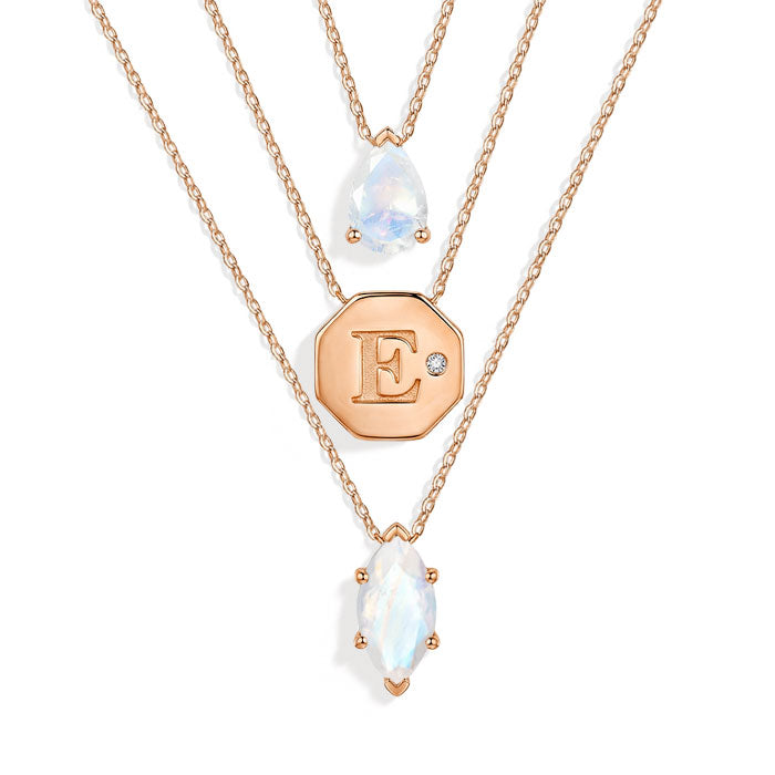 Moonstone Necklace - Name Initials