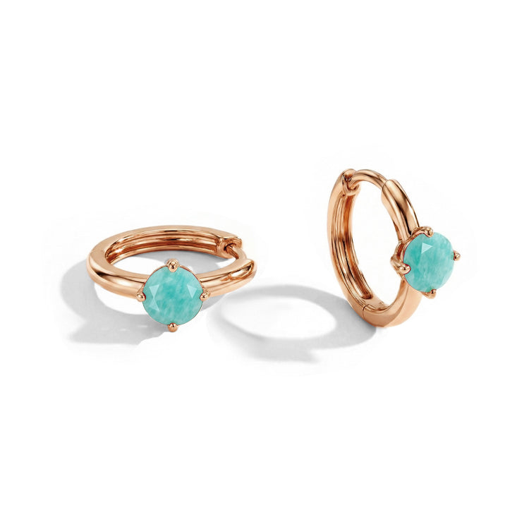 Amazonite Huggies Earrings - Round