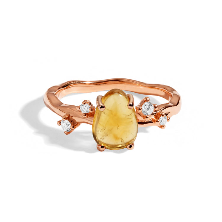 Rough Citrine Twig Ring