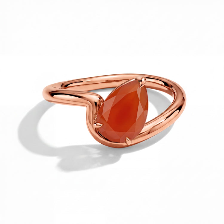 Contemporary Pear Carnelian Ring