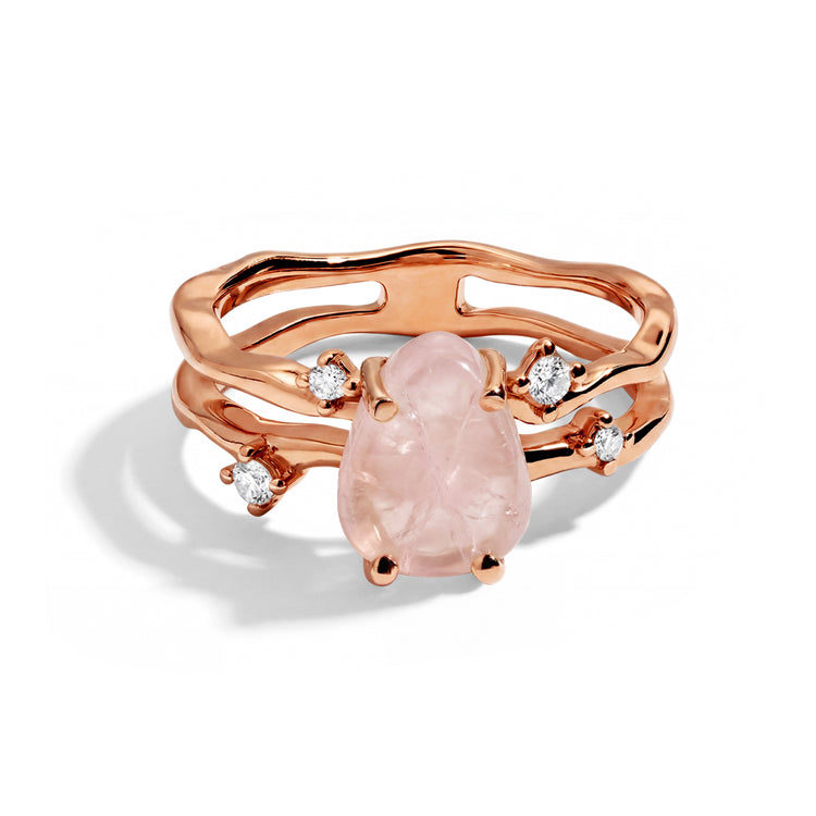 Asymmetrical Rose Quartz Stack Ring