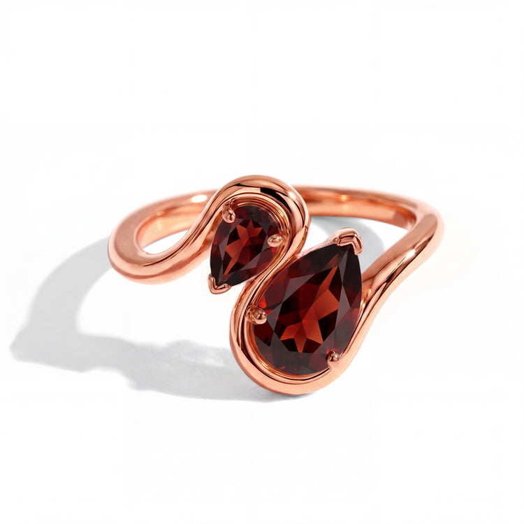 Garnet Twisted Statement Ring