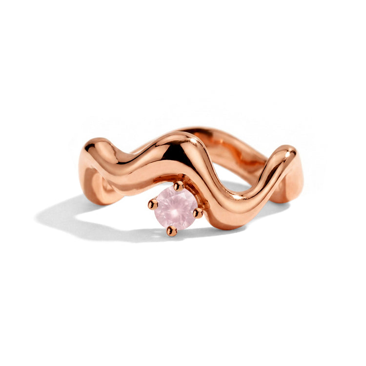 Wave Rose Quartz Statement Ring