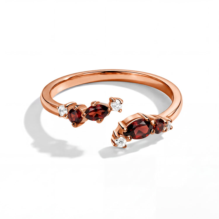 Dainty Garnet Adjustable Open Ring