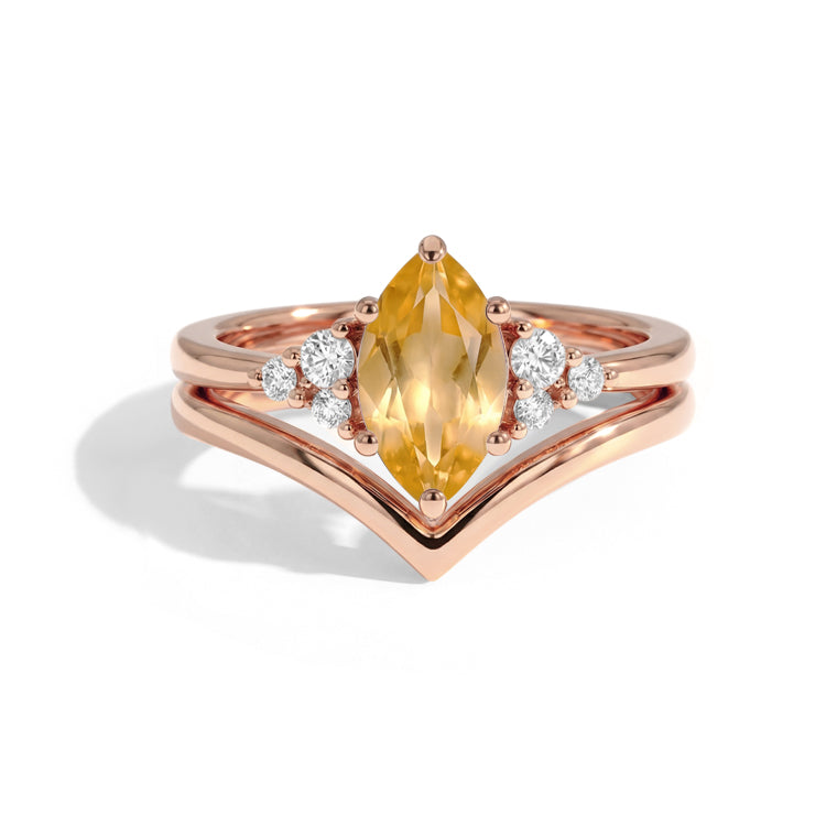 Citrine V-Shaped Ring Set