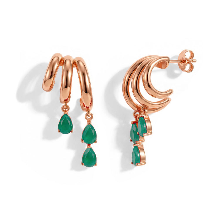 Green Agate Dangle Earrings