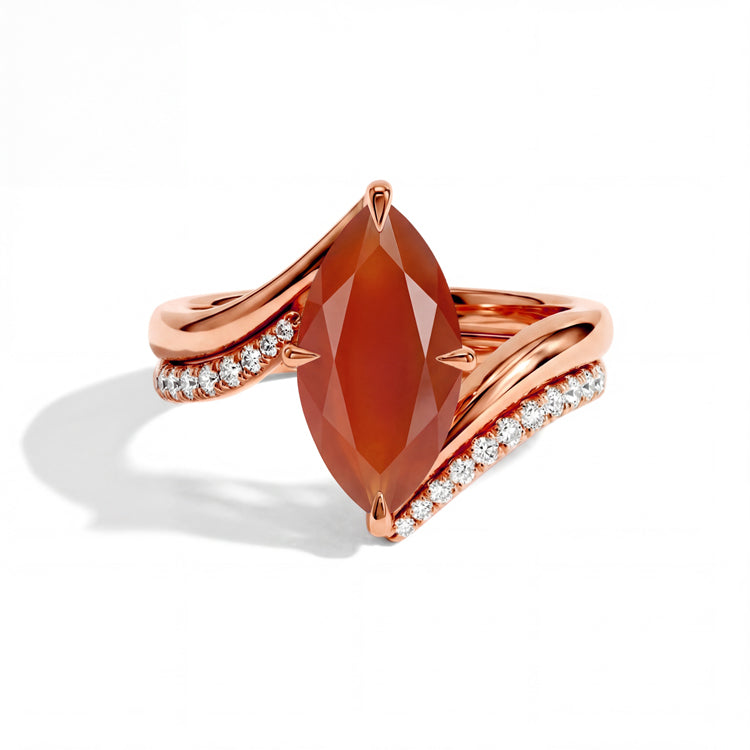 Marquise Cut Carnelian Ring Set