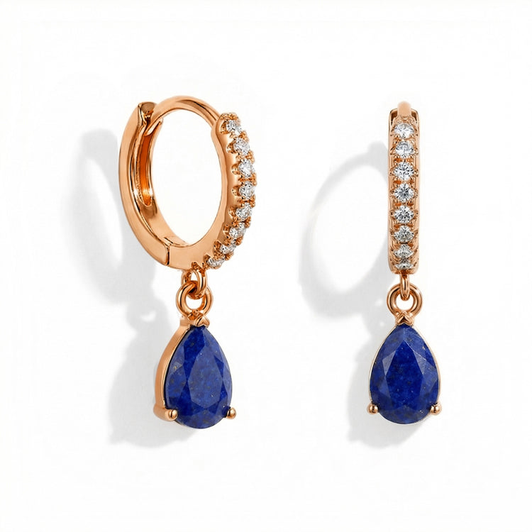 Lapis Lazuli Hoop Earrings - Awareness