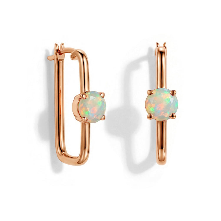 Large Opal Hoop Earrings