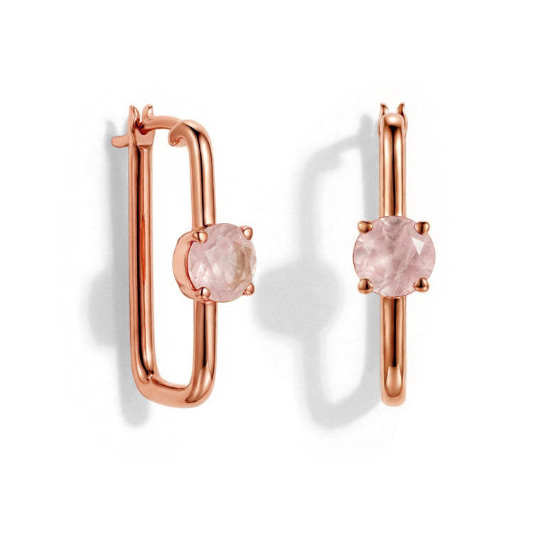 Large Rose Quartz Hoop Earrings