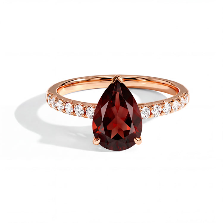 Dainty Pear Garnet Ring