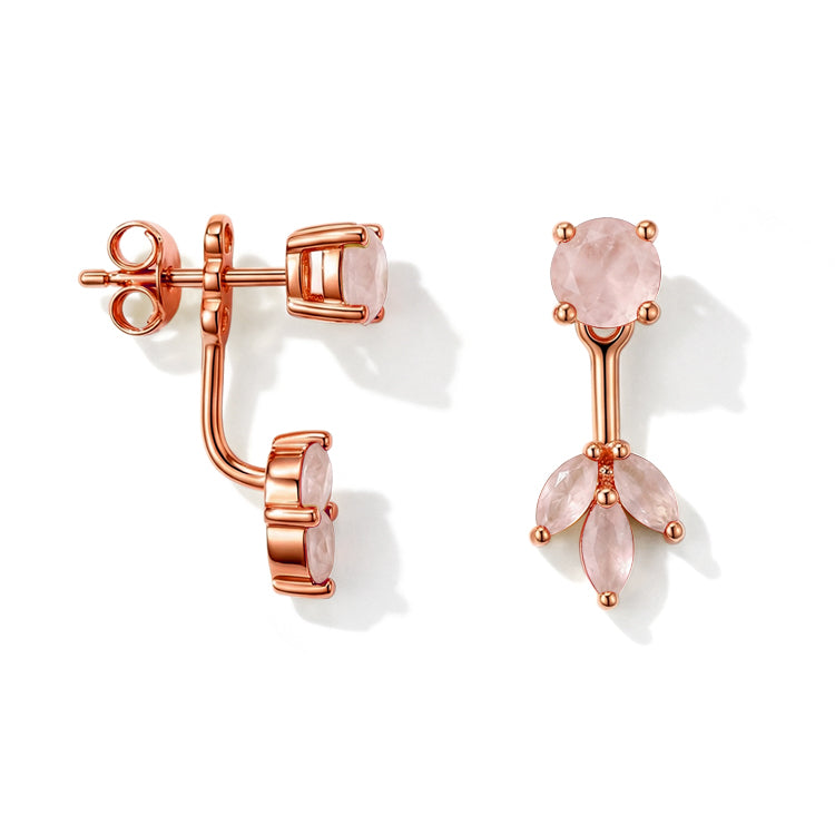 Rose Quartz Earrings - Front and Back