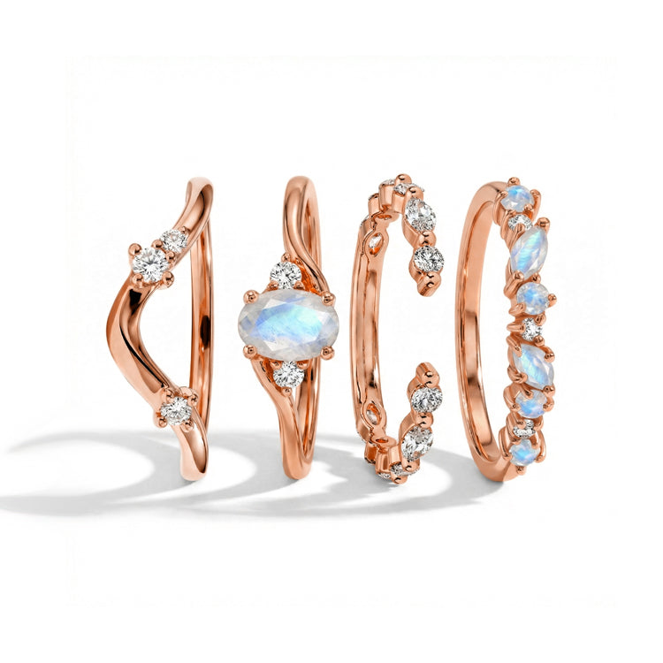 Moonstone Stacking Ring Set