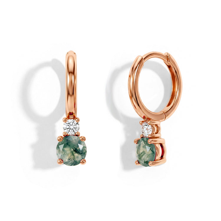 Moss Agate Round Hoop Earrings