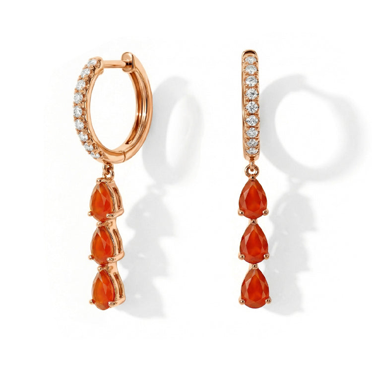 Long Carnelian Hoop Earrings