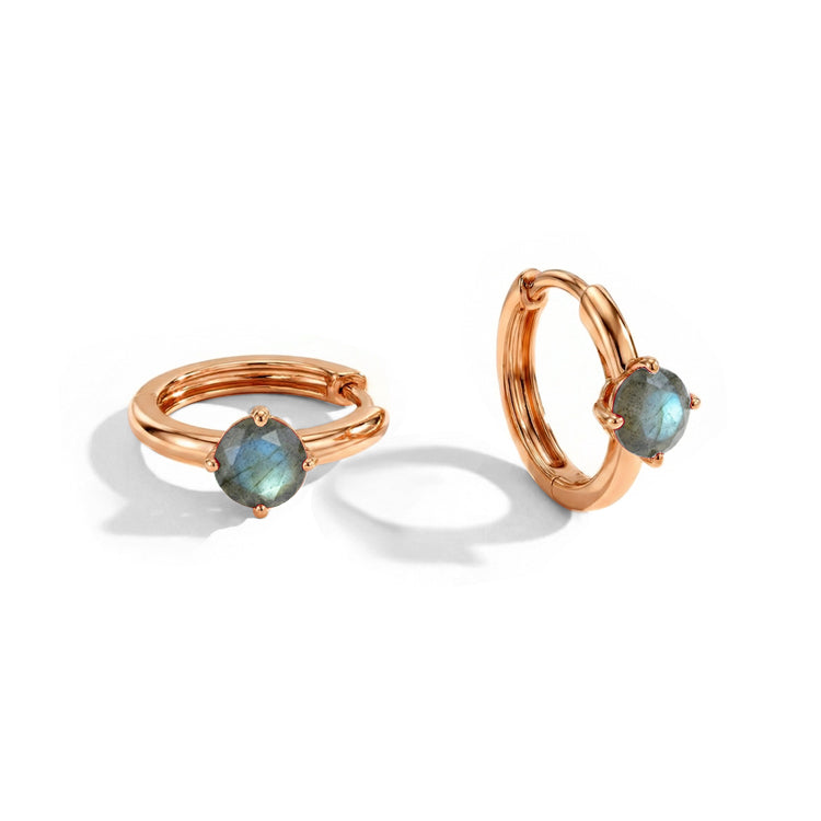 Labradorite Huggies Earrings - Round