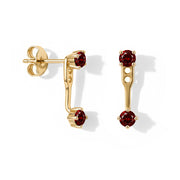 Round Garnet Earrings - Front & Back