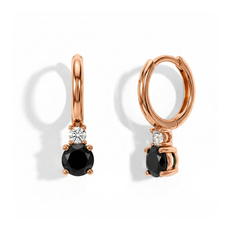 Black Onyx Round Hoop Earrings