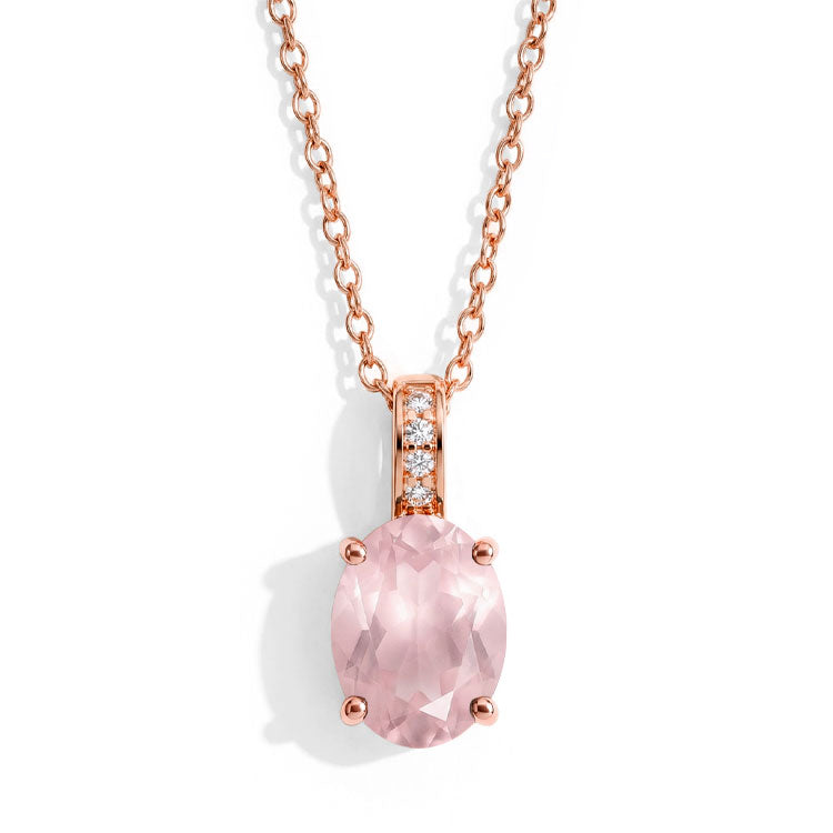 Rose Quartz Necklace - Oval