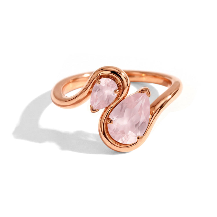 Pear Rose Quartz Stacking Ring