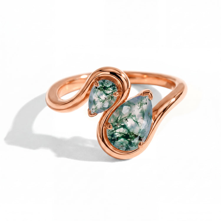 Pear Moss Agate Stacking Ring